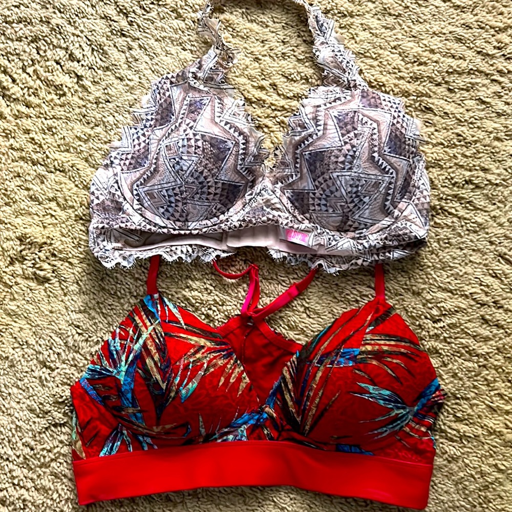 VS Pink bralettes size large